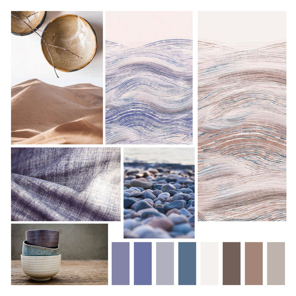 WH0181 WH0182 Modern Behang Ocean Brush Moodboard